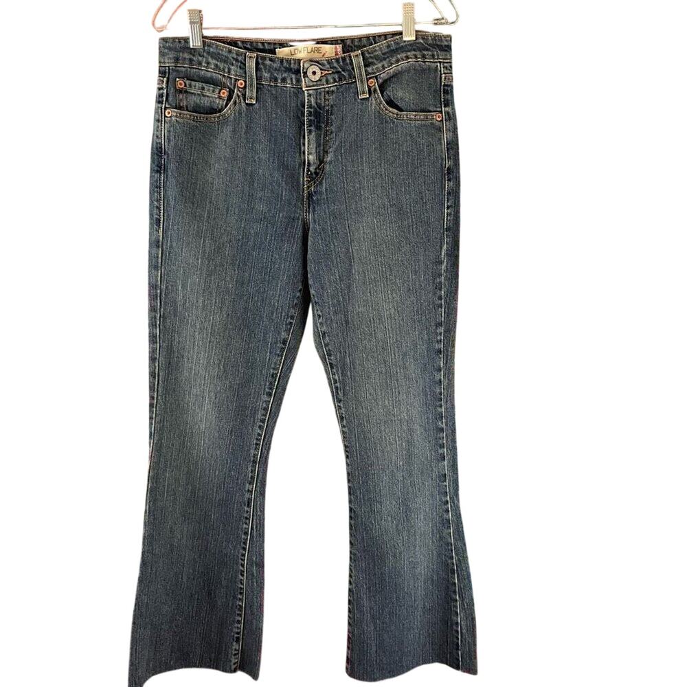 Vintage Y2K Levi's 519 Low Flare Denim Jeans Size 11 Short Stretch Raw Hem
